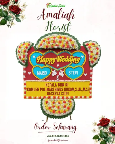 Karangan Papan Bunga Pernikahan nyambu